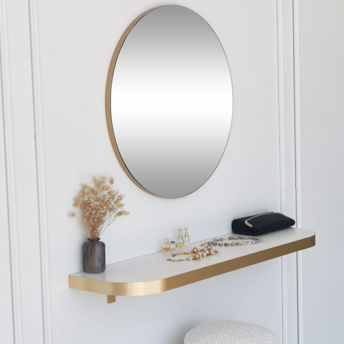 Hanah Home Espejo Dorado 60 cm Diámetro Elegante y Sofisticado para Hogar u Oficina